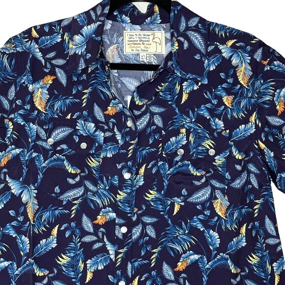 Sandrine Rose Leaf Print Button Up Blouse Women XS NWT Oversized Made in USA - Picture 4 of 8